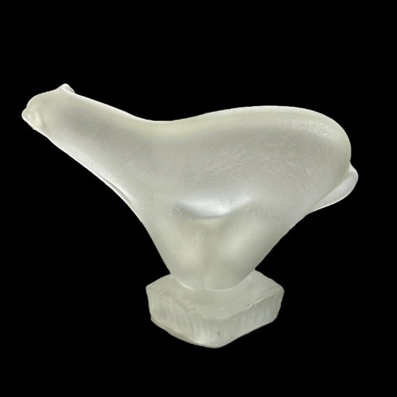 Stylized Abstract Frosted‎ Crystal Art Glass Polar Bear Figurine Paperweight MCM - Picture 2 of 10